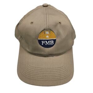Farmers Merchants Bank FMB Hat Cap Beige Adult Used Snapback Embroidered